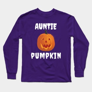 Auntie Pumpkin Funny Matching Family Halloween Pajamas Long Sleeve T-Shirt